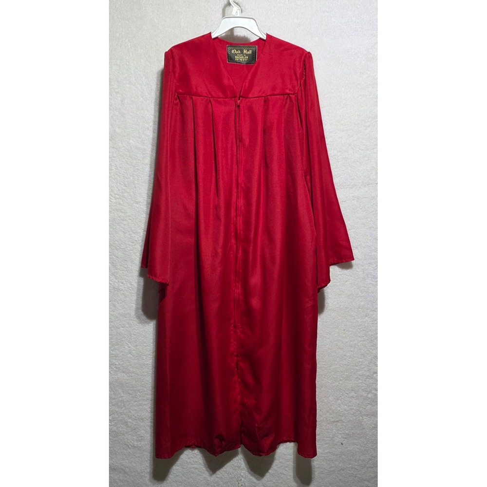 Oak Hall Red Bachelor Graduation Cap Gown Robe 5'9" to 5'11" Unisex